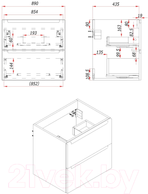 Тумба под умывальник ЗОВ Дион 80 / D80LWPFM1015GKV5