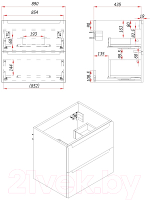 Тумба под умывальник ЗОВ Дион 90 / D90LWPFM1015GKV5