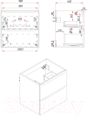 Тумба под умывальник ЗОВ Дион 100 / D100LWPFM1015GKV5