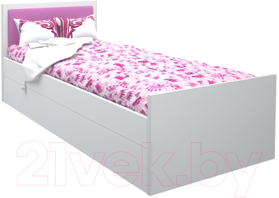 Односпальная кровать детская МДК Феникс с мягким изголовьем 80x160 / Ф3-160-Р (розовый) - фото