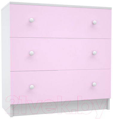 Комод МДК Феникс КМ1Ф-СР с 3 ящиками 820x800x418 (светло-розовый) - фото