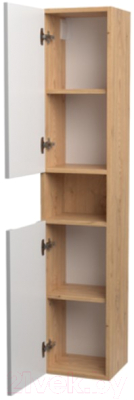 Шкаф-пенал для ванной ЗОВ Дион 150 / DP150LHO0M9003GKV5 (белый глянец/дуб)