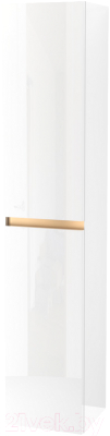 Шкаф-пенал для ванной ЗОВ Лира 150 / LP150MW0MWGVG (белый глянец) - фото