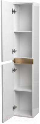 Шкаф-пенал для ванной ЗОВ Лира 150 / LP150MW0MWGVG (белый глянец)