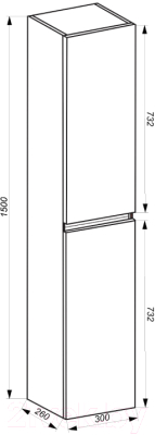 Шкаф-пенал для ванной ЗОВ Лира 150 / LP150MW0MWGVG (белый глянец)
