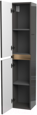 Шкаф-пенал для ванной ЗОВ Лира 150 / LP150MWFMLGVG (грифель глянец)