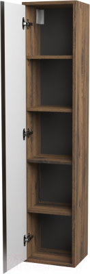 Шкаф-пенал для ванной ЗОВ Парма 150 / PP150LA0MWMC1A (аттик/белый матовый/алюминий)