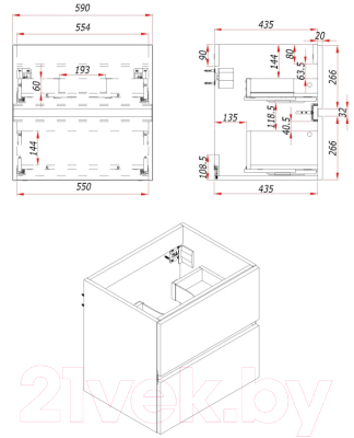 Тумба под умывальник ЗОВ Лира 60 / L60MW0MTGVG (тальк)
