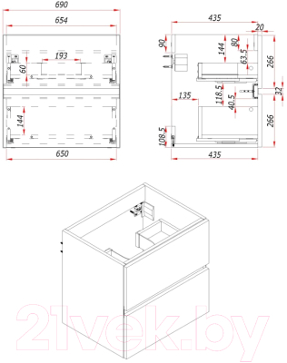 Тумба под умывальник ЗОВ Лира 70 / L70MW0MTGVG (тальк)