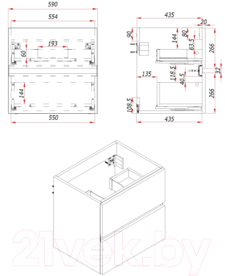 Тумба под умывальник ЗОВ Лира 60 / L60MW0MWGVG (белый глянец)