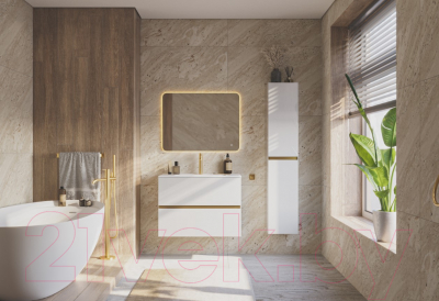 Тумба под умывальник ЗОВ Лира 80 / L80MW0MWGVG (белый глянец)