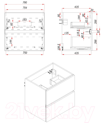 Тумба под умывальник ЗОВ Лира 80 / L80MW0MWGVG (белый глянец)