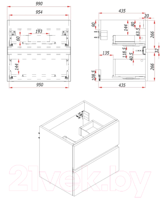 Тумба под умывальник ЗОВ Лира 100 / L100MW0MWGVG (белый глянец)