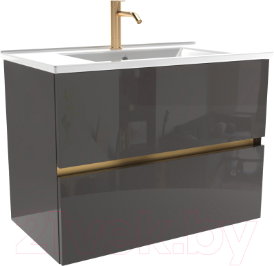 Тумба под умывальник ЗОВ Лира 70 / L70MWFMLGVG (графиль глянец) - фото