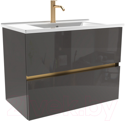 Тумба под умывальник ЗОВ Лира 80 / L80MWFMLGVG (графиль глянец)