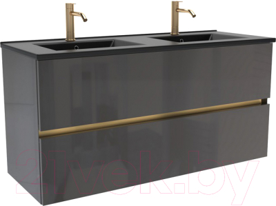 Тумба под умывальник ЗОВ Лира 120 / L120MWFMLGVG (графель глянец) - фото