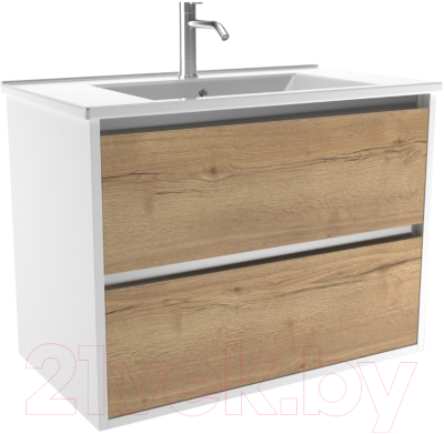 Тумба под умывальник ЗОВ Парма 60 / P60LWP0MHMC1A (белый/галифакс) - фото