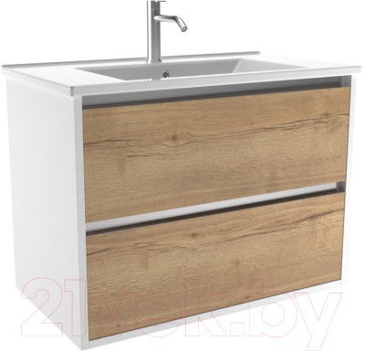 Тумба под умывальник ЗОВ Парма 70 / P70LWP0MHMC1A (белый/галифакс) - фото