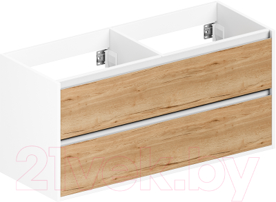 Тумба под умывальник ЗОВ Парма 120 / P120LWP0MHMC1A (белый/галифакс) - фото
