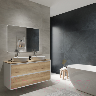 Тумба под умывальник ЗОВ Парма 120 / P120LWP0MHMC1A (белый/галифакс)