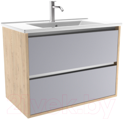 Тумба под умывальник ЗОВ Парма 60 / P60LС0MSMC1A (сталь/каштан) - фото