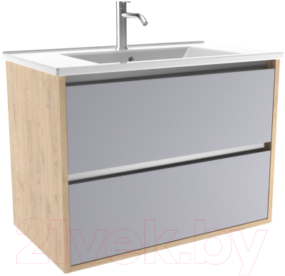 Тумба под умывальник ЗОВ Парма 100 / P100LC0MSMC1A (сталь/каштан) - фото