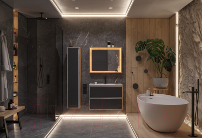 Тумба под умывальник ЗОВ Парма 70 / P70LHO0MBPMC1A (дуб/черный)