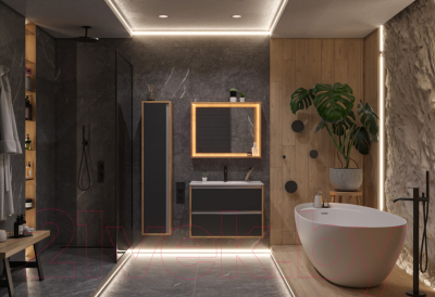 Тумба под умывальник ЗОВ Парма 80 / P80LHO0MBPMC1A (дуб/черный)