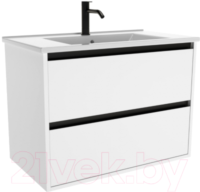 Тумба под умывальник ЗОВ Парма 100 / P100LWP0MWMC1B (белый матовый) - фото