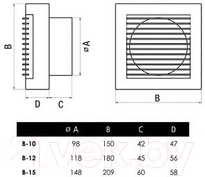 Вентилятор накладной Cata B-12
