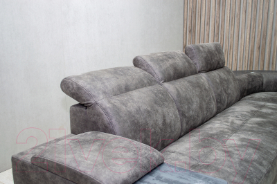 Диван угловой Петрамебель Браво комфорт правый с беспроводной зарядкой (темно-серый искусственная замша Кальвадос 790)