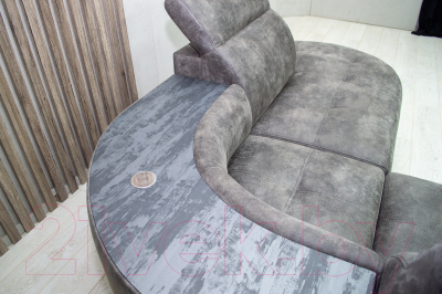 Диван угловой Петрамебель Браво комфорт правый с беспроводной зарядкой (темно-серый искусственная замша Кальвадос 790)