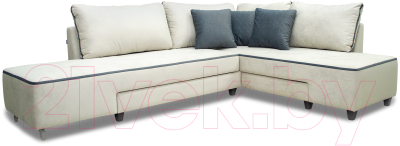 Диван угловой Петрамебель Оскар правый (светло-серый эльза 12/темно-серый велюр сакура 12) - фото