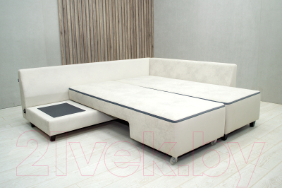 Диван угловой Петрамебель Оскар правый (светло-серый эльза 12/темно-серый велюр сакура 12)