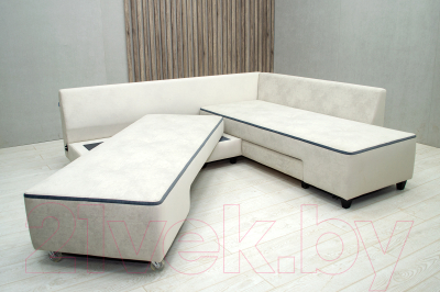 Диван угловой Петрамебель Оскар правый (светло-серый эльза 12/темно-серый велюр сакура 12)
