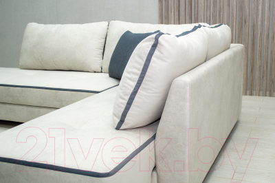 Диван угловой Петрамебель Оскар правый (светло-серый эльза 12/темно-серый велюр сакура 12)