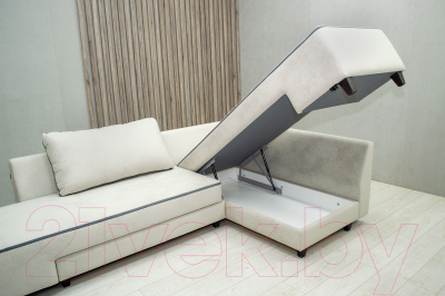 Диван угловой Петрамебель Оскар правый (светло-серый эльза 12/темно-серый велюр сакура 12)