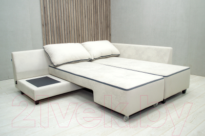 Диван угловой Петрамебель Оскар правый (светло-серый эльза 12/темно-серый велюр сакура 12)