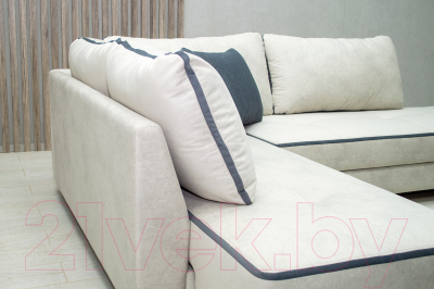 Диван угловой Петрамебель Оскар левый (светло-серый эльза 12/темно-серый велюр сакура 12)