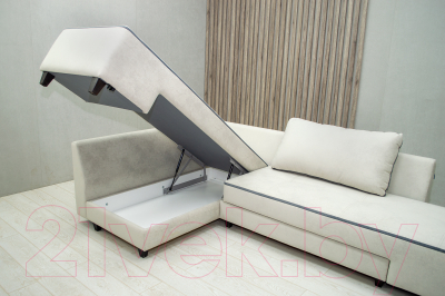 Диван угловой Петрамебель Оскар левый (светло-серый эльза 12/темно-серый велюр сакура 12)