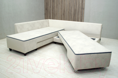 Диван угловой Петрамебель Оскар левый (светло-серый эльза 12/темно-серый велюр сакура 12)