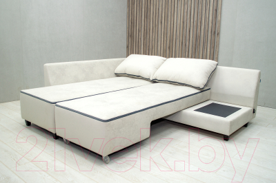 Диван угловой Петрамебель Оскар левый (светло-серый эльза 12/темно-серый велюр сакура 12)