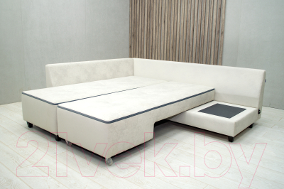 Диван угловой Петрамебель Оскар левый (светло-серый эльза 12/темно-серый велюр сакура 12)