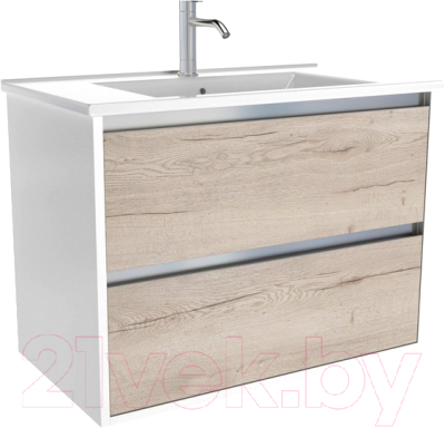 Тумба под умывальник ЗОВ Парма 90 / P90LWP0MWHMC1A (белый/белый галифакс) - фото