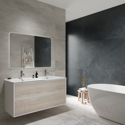 Тумба под умывальник ЗОВ Парма 120 / P120LWP0MWHMC1A (белый/белый галифакс)