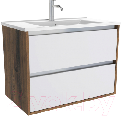 Тумба под умывальник ЗОВ Парма 70 / P70LA0MWMC1A (аттик/белый матовый/алюминий) - фото