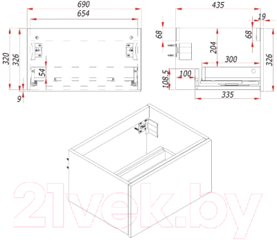 Тумба под умывальник ЗОВ Кито 70 / K70LW0MWM (белый матовый)