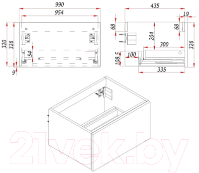 Тумба под умывальник ЗОВ Кито 100 / K100LW0MWM (белый матовый)