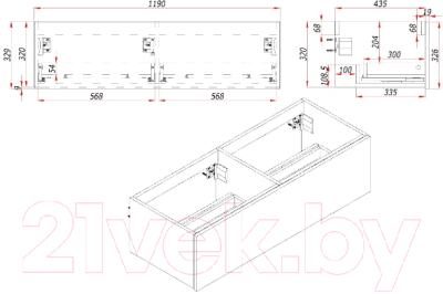 Тумба под умывальник ЗОВ Кито 120 / K120LW0MRM