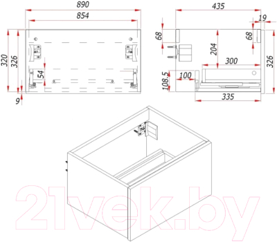 Тумба под умывальник ЗОВ Кито-2 90 / 2K90LA0MWM (аттик/белый матовый)